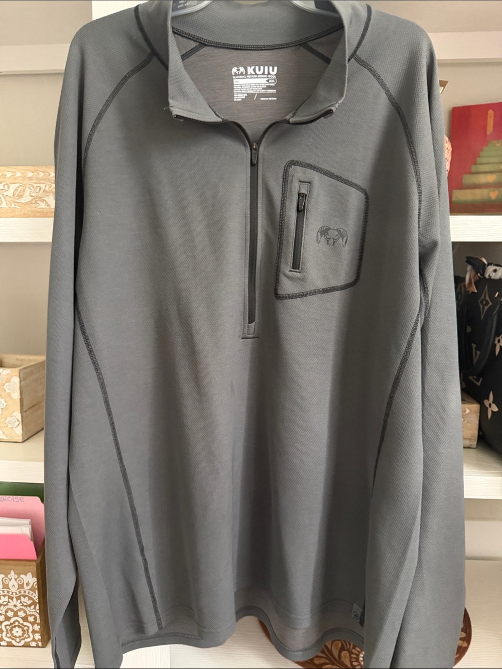 KUIU Charcoal Gray Quarter-Zip Technical Pullover. Size XXL.